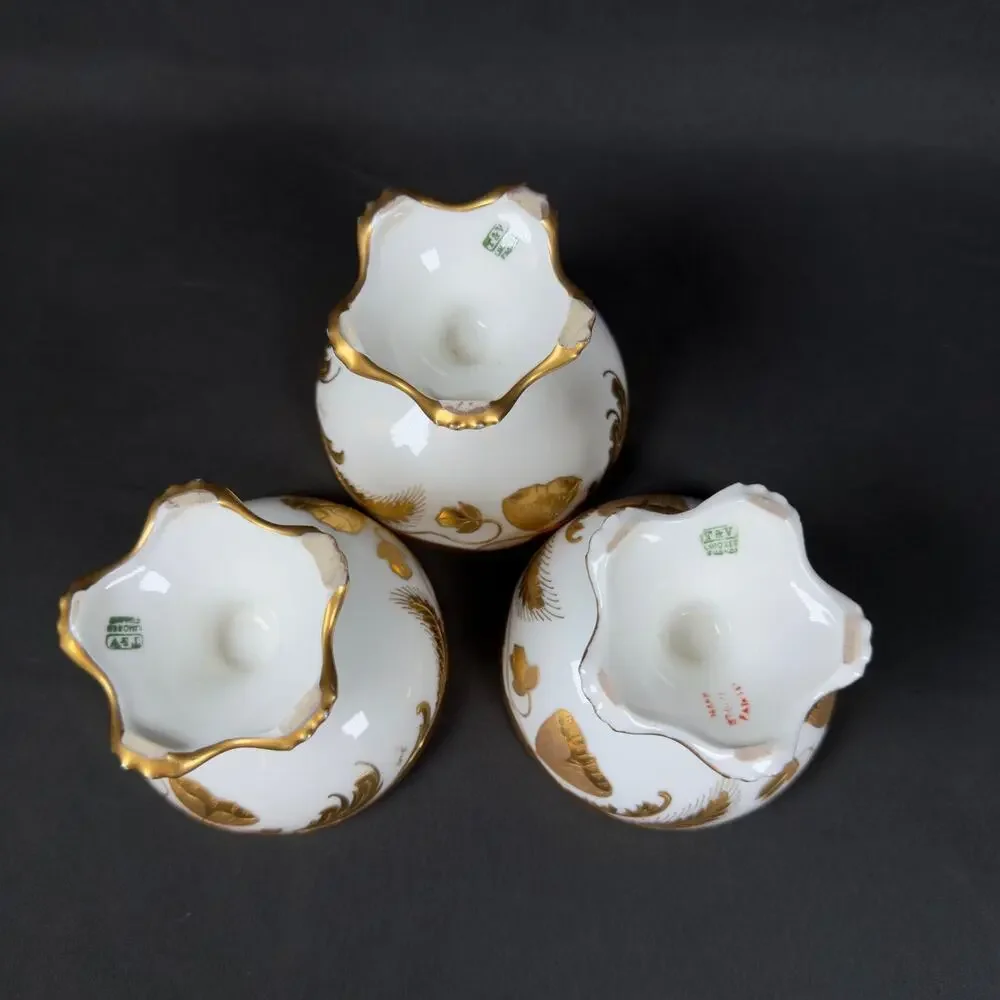 6x T&V Limoges France White Porcelain Compote Footed Bowl SIGNED BOHL gold trim